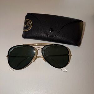 Ray-Ban Gold Frame Sunglasses with Black Lenses